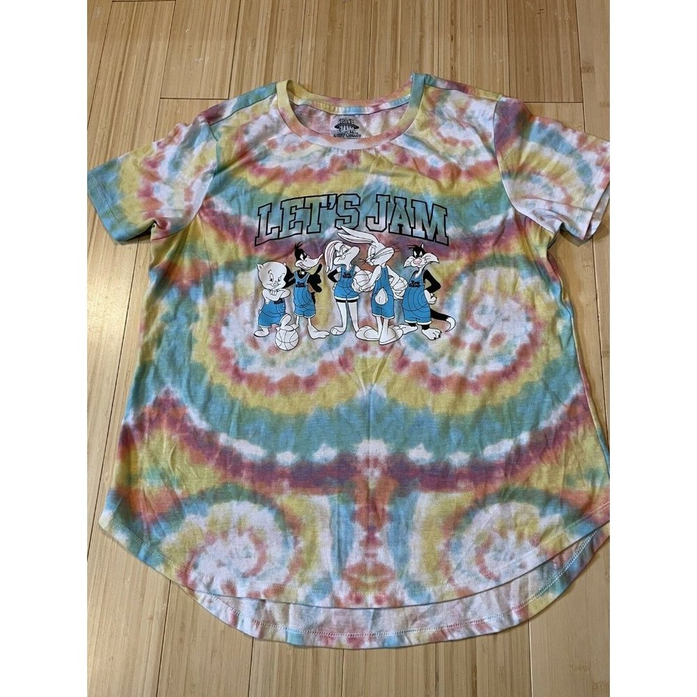 Space Jam A New Legacy Tie Dye Graphic T-Shirt Juniors XXXL 21 Rounded Bottom